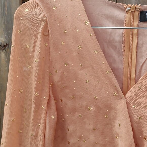 LULUS Whimsical Dreams Blush Star Print Surplice Romper Size Large CUTE BLUSH - Picture 8 of 10